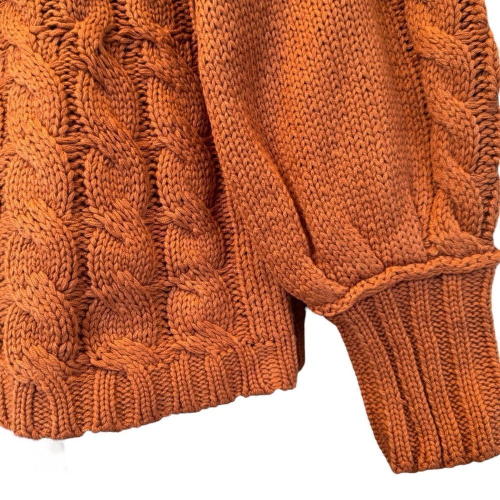 Rust Cable-Knit Round Neck Raglan Sleeve Sweater Large NEW - HYFVE - Picture 12 of 14